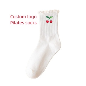 Biểu Tượng Tùy Chỉnh Trắng Ins Phi Hành Đoàn Nấm Cạnh Jk Đống Vớ diềm Xếp Nếp Ruffle Pilates Yoga Vớ Cho Phụ Nữ - Product Image 1