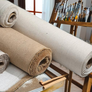 Toile d'artiste 100% pure en lin détreccié, tendue, pour peinture à l'huile et acrylique, 1,6 m, blanche/noire Fang'tai/ en promotion - Product Image 2