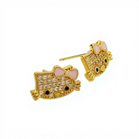 Boucles d'oreilles en cuivre motif chat mignon pour femme