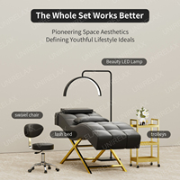 Lit de Cils de Luxe Union Win Courbé pour Extension, Fauteuil de Salon de Beauté, Chaise de Soin des Cils, Civière de Massage pour Cils
