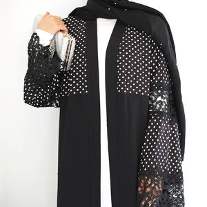 Moda pizzo aperto Abaya donne musulmane elegante Dubai Cardigan abito abito arabo turco all'ingrosso - Product Image 3