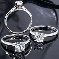 Bague en diamant cultivé en laboratoire HPHT, argent sterling 925 plaqué rhodium, certifiée IGI, couleur VVS, solitaire, bijoux de fiançailles, en stock