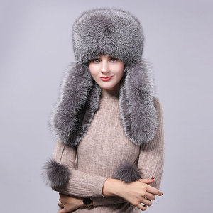 Écharpe couvre-oreilles en fourrure de renard pour femmes, chapeau d'hiver, épais et chaud, nouvelle collection - Product Image 1