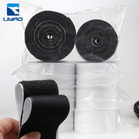Vente en gros de rouleaux de tissu en nylon auto-adhésifs, tissu polyester doux pour bébé, bande auto-agrippante, conforme à la norme RoHS, 25 mm * 25 m, noir