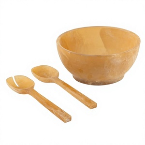Ensemble de service à salade en résine de haute qualité, cuillère et fourchette, bols à salade en résine coulée à la main, vaisselle, best-seller, bol de service en résine - Product Image 1