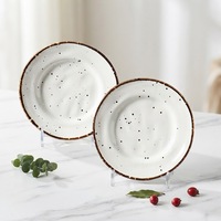 Assiettes à dîner en céramique rustique PITO, assiettes rondes en céramique de 7 pouces, vaisselle en céramique marbrée, assiettes en porcelaine faites à la main
