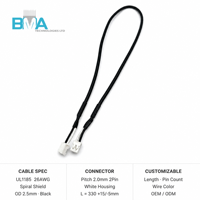 Câble plaqué étain 2,0 mm de pas, 2 broches vers 2 broches, faisceau de câbles UL1185 26AWG pour connexion d'alimentation interne des appareils