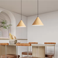 Lampe suspendue conique en bois grainé, style moderne minimaliste nordique, pour îlot de cuisine, salle à manger, café