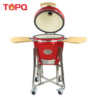 Grill Kamado en céramique TOPQ de 18 pouces avec support en acier inoxydable, barbecue au charbon de bois pour cuisine extérieure, OEM ODM