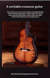 Martinez Hispania Cross-Body Electro-Acoustic Nylon-<b>String</b> 6-<b>String</b> Guitar with Box - Product Image 3