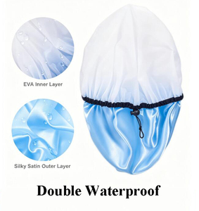 Gorro de Ducha de Plástico Impermeable de Doble Capa para Mujer, Personalizado, con Botón Ajustable, Material Grueso, para Uso en Interiores y Exteriores - Product Image 4