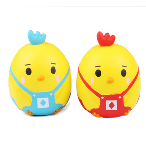 Cute Chicken Silicone <b>Squishy</b> Toy With Overalls Promotional Gift Desk Decor - Product Image 3