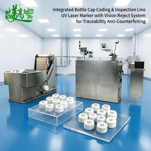 Système intégré d'alimentation automatique des bouchons de bouteilles, de codage laser UV, d'inspection par vision et de rejet, avec traçabilité anti-contrefaçon - Product Image 2