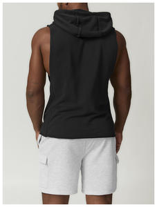 도매 남자 운동 후드 탱크 탑 보디 빌딩 근육 민소매 컷 오프 티셔츠 피트니스 면 민소매 후드 남자 - Product Image 4