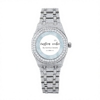 Montre de luxe Hip Hop entièrement sertie de moissanite D VVS, mécanique, en acier inoxydable, avec aiguilles en verre, cadran arabe, bicolore or, pour homme, 20 mm