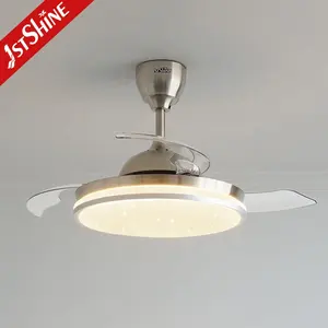 1stshine LED Ceiling Fan 42 Inches Starry Fancy Lampshade Folding Blades Invisible Ceiling Fan