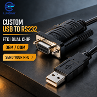 LUNG KAY Memproduksi Kabel Serial USB ke RS232 DB9 Female dengan Chip FTDI untuk Peralatan Industri PLC CNC Custom OEM ODM