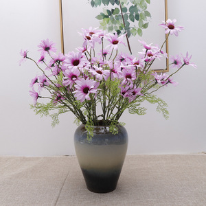 Fleurs artificielles de chrysanthème hollandais simple, 83 cm, violet et bleu, en soie, haute simulation, décoration intérieure, ornement de mariage - Product Image 1