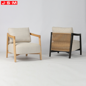 Sillones Nórdicos Modernos con <span class=keywords><strong>Brazos</strong></span>, Sillas de Salón con Respaldo de Cuerda de Papel, Asiento Acolchado Tapizado, Sillones de Madera para el Hogar - Product Image 1