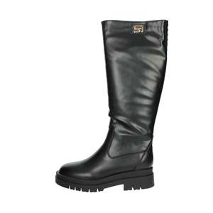 Bottes hautes pour femmes en cuir noir à semelle plateforme SABF241011 - Product Image 1