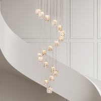 Lustre en cristal en spirale longue pour escalier de villa duplex, décoration de plafond haut de gamme pour salon