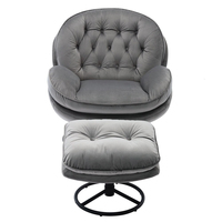 Chaise d'appoint pivotante en velours SANS Chaise longue de loisirs avec salon ottoman