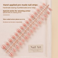 Kuku Palsu Grosir Musim Gugur/Dingin Pendek Model French Blush Nail Art Tips Cat Eye Press on Bentuk Kotak
