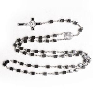 Rosario Católico con Cruz Colgante, para Contar las Oraciones, de Hematita Negra, Cuentas de 8mm, Regalo de Joyería - Product Image 3