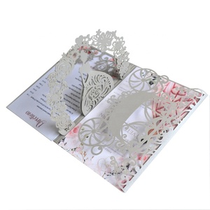 Laser Cut Ngọc Trai Giấy 3D Pop up Quinceanera & Lời Mời Đám Cưới Với Cinderella Vận Chuyển Thiết Kế-Mery Thương Hiệu - Product Image 4