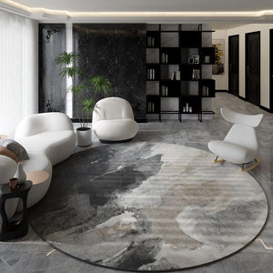 Modern Round Area Rug Minimalist Lines Washable Living Room Study Floor Mat <b>Crystal</b> Velvet Spring 2026 - Product Image 3