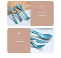 Ensemble de couverts 3-en-1 de style nordique moderne et minimaliste, couteau, fourchette et cuillère en plastique portables pour l'extérieur