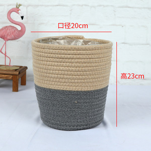 Small Siza Cotton Rope Flower Bucket Woven <b>Basket</b> Living Room Decor <b>Storage</b> - Product Image 5