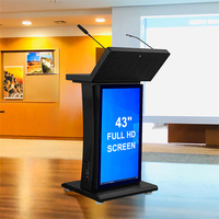 Atril de podio multimedia de suministro de fábrica con podio inteligente de pantalla frontal de 21,5 "con micrófono inalámbrico Digital Smart Podium