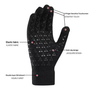 Gants tricotés d'hiver pour homme, doublés polaire, épaissis, anti-froid, en coton/spandex, chauds, antidérapants, longueur opéra, pour la détection des aiguilles - Product Image 3