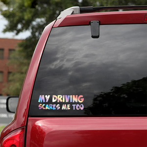 My Driving สติ๊กเกอร์ติดรถ Scares Me Too,สติกเกอร์ไวนิลสำหรับตกแต่งประตูหน้าต่างตัวรถ - Product Image 4