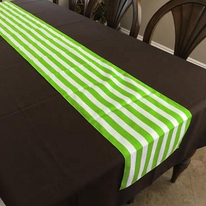 Green White Striped Table Runner Polyester Woven Simple Home Use Washable - Product Image 1