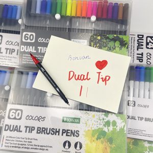 Ensemble de stylos pinceaux à double pointe, marqueurs d'art aquarelle, logo personnalisé, stylos fins de 0,4 mm - Product Image 3