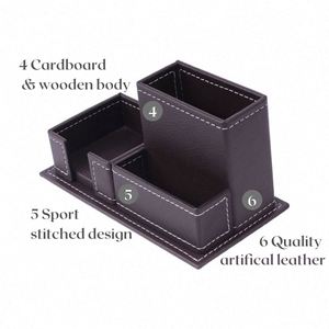 Luxury Large Desk Organizer Set Office Supplies with Mesh Metal Includes Desktop Pad <b>Mouse</b> Pad Stationery-Leather Desk Set - Product Image 6