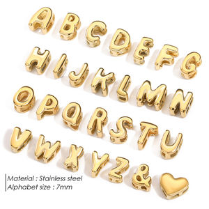 Pendentifs en lettres en acier inoxydable style bulle, breloques pour bracelets et colliers DIY, pendentifs alphabet dorés, accessoires pour la fabrication de bijoux - Product Image 6