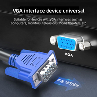 15 Pin Mfemale pria 1080p kabel Vga 3 + 4 3 + 2 Vga ke Vga dengan Ferrmale kualitas tinggi 1.5m 15m polibag putih Monitor komputer stok