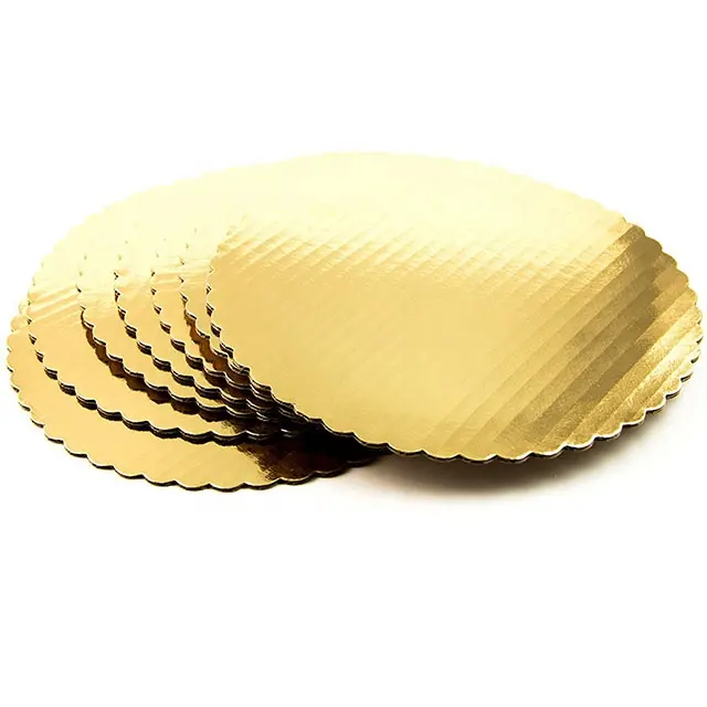 Planche à gâteau en carton ondulé or, carré festonné personnalisé, cercle de Base pour gâteau