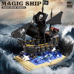 MJ13019 Perles Noires Adyenture Bateau Pirate Livre Magique <span class=keywords><strong>Film</strong></span> MOC 13019 Noir Voilier Modèle Blocs de Construction Briques Jouets Créatifs - Product Image 2