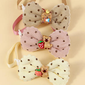 <span class=keywords><strong>Collar</strong></span> de cuello de poliéster ajustable gato perro lindo Color café lunares burbuja Lazo de algodón con decoración de dibujos animados accesorios para mascotas - Product Image 3