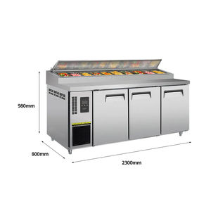NUELEAD NE-1164 Table de préparation alimentaire pour pizza à trois portes, équipement commercial refroidi par air, acier inoxydable, 780L, 12 plateaux - Product Image 1