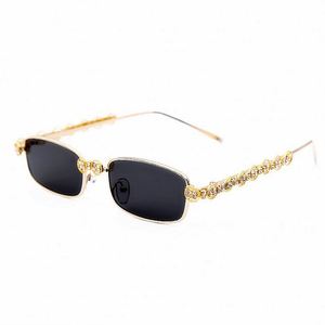 Lunettes de soleil rectangulaires vintage UV400 tendance 2020, unisexes, avec strass et monture en métal - Product Image 5