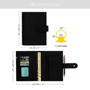 Hongbo meilleur vendeur 6 anneaux A6 doux litchi cuir liant 24 couleurs or budget mariage organisateur mouche <span class=keywords><strong>feuille</strong></span> <span class=keywords><strong>porte</strong></span>-carte - Product Image 4