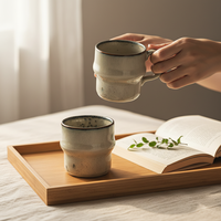 Taza de Cerámica de Estilo Nórdico Simple, Apta para Lavavajillas y Microondas, Resistente al Calor, para Uso Doméstico, para Café, Té y Espresso