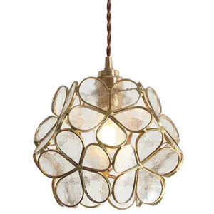 in legno di ciliegio lampadario Suppliers-Lampadari colorati del petalo di vetro della struttura di rame della lampada del fiore di ciliegio JY9124