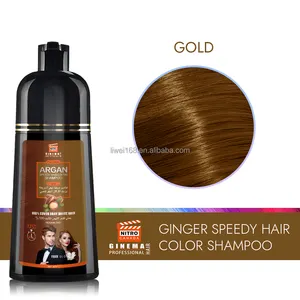 Vente en gros de cosmétiques, shampooing de coloration rapide à l'argan doré du fabricant, teinture semi-permanente pour les cheveux, couverture grise, échantillon gratuit d'huile