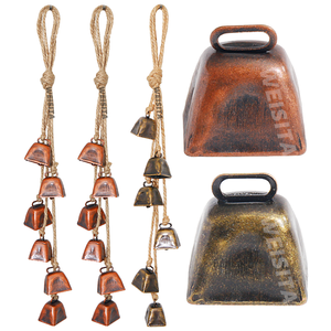 Wholesale New Design Creative New Vintage Decoration Witch Cowbell Metal Iron Bell Christmas DIY Home Twine String Bronze/Red